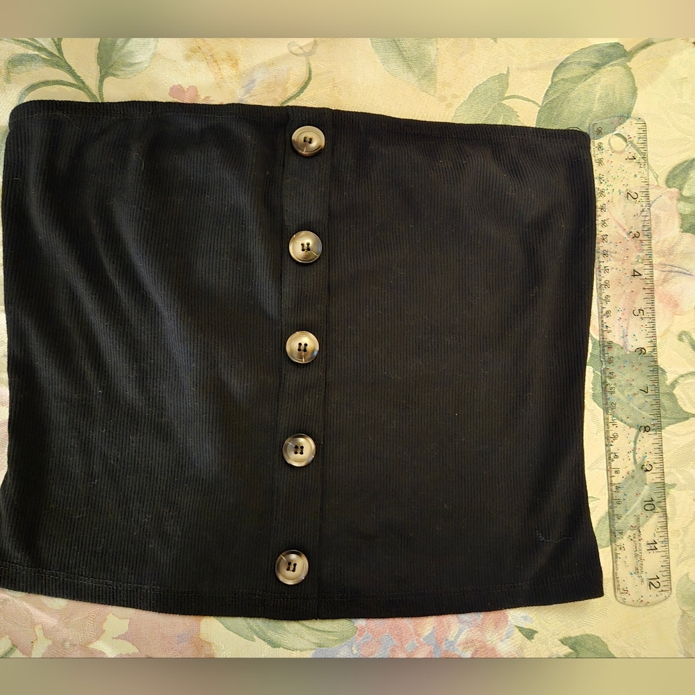 Black Button-Front Tube Top